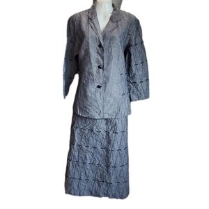 JSONG 100% linen 3 piece skirt suit 14